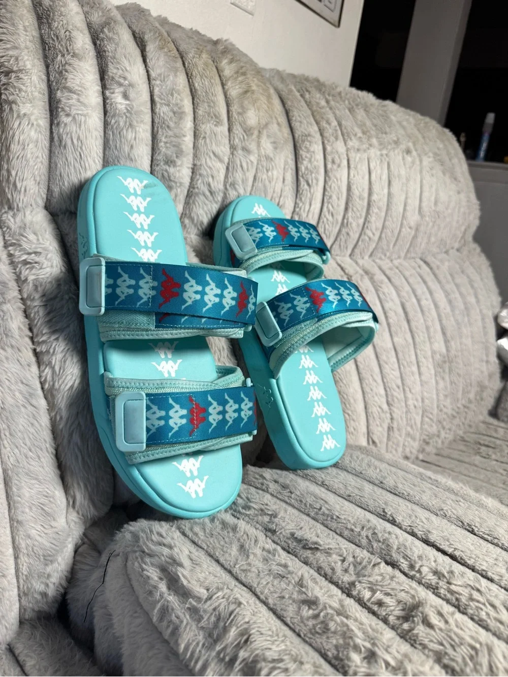 Kappa Aqua Teal Logo-Embossed Slide